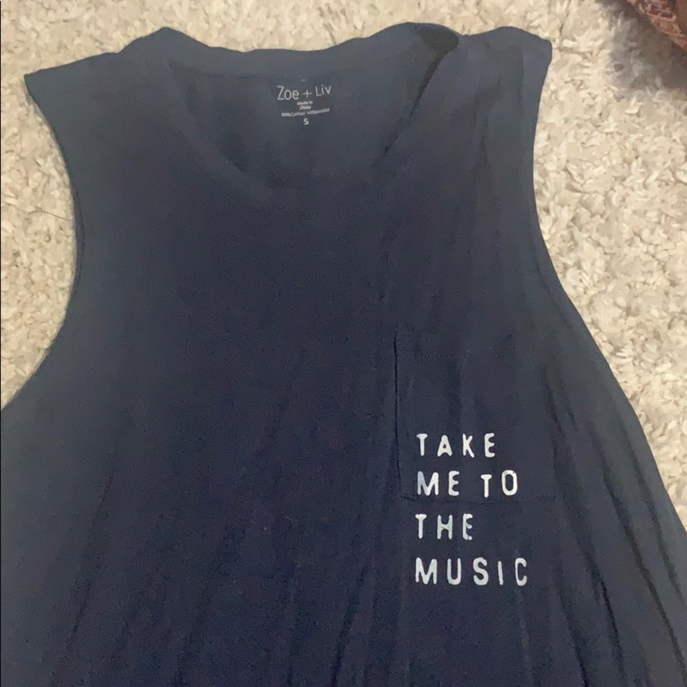 A dark blue tan top